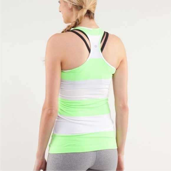 Lululemon Cool Racerback Bold Stripe Zippy Green Extra Small - Picture 2 of 9